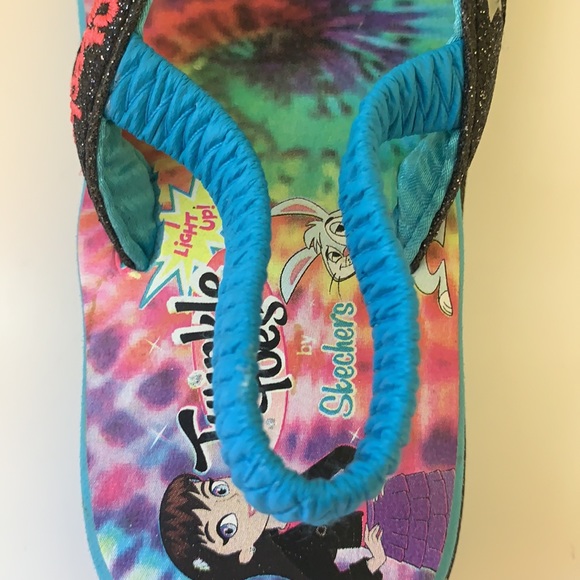 Little Kids Skechers Tie Dye Twinkle Toes Flip Flips with Ankle Straps - Picture 7 of 12